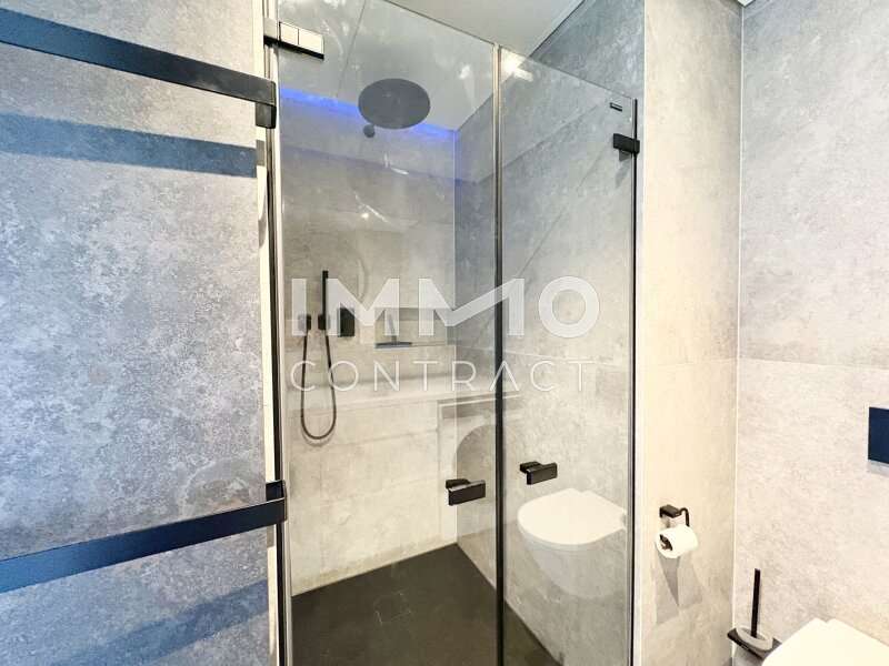 Mietwohnung Wien: Dusche und Handtuchtrockner im Badezimmer Dusche und Handtuchtrockner im Badezimmer