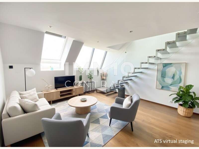 Wohnzimmer KI möbliert