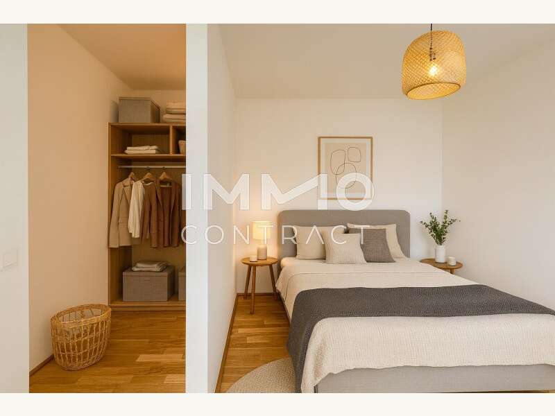 Visualisierung Schlafzimmer mit begehbarem Schrank