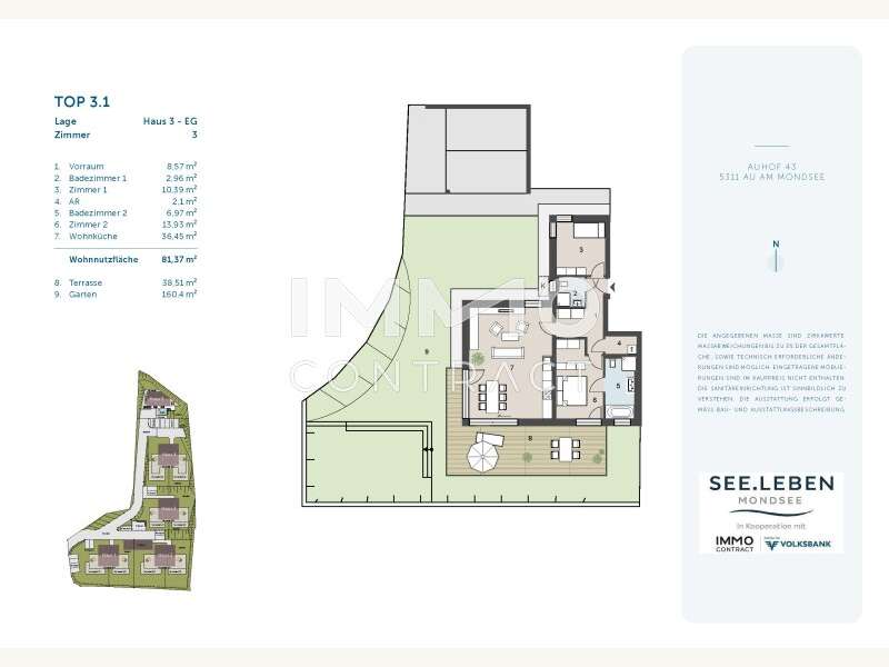 Eigentumswohnung Innerschwand am Mondsee: 2024_Mondsee Verkaufspläne 3.1 EG 2024_Mondsee Verkaufspläne 3.1 EG