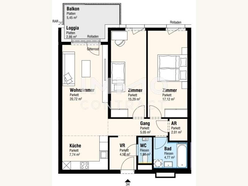 Dachgeschosswohnung Lanzendorf: Plan 34 Plan 34
