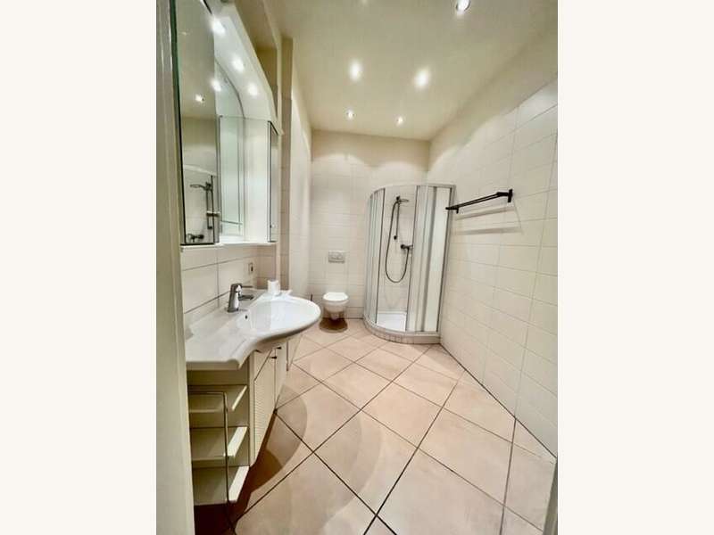 Mietwohnung Graz: Bad mit Dusche, WC und Waschmaschinen-Anschluss Bad mit Dusche, WC und Waschmaschinen-Anschluss