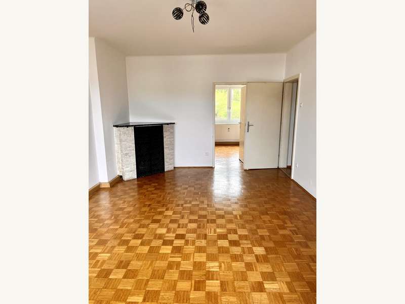 Dachgeschosswohnung Graz: Wohnzimmer mit Zugang ins Schlafzimmer Wohnzimmer mit Zugang ins Schlafzimmer