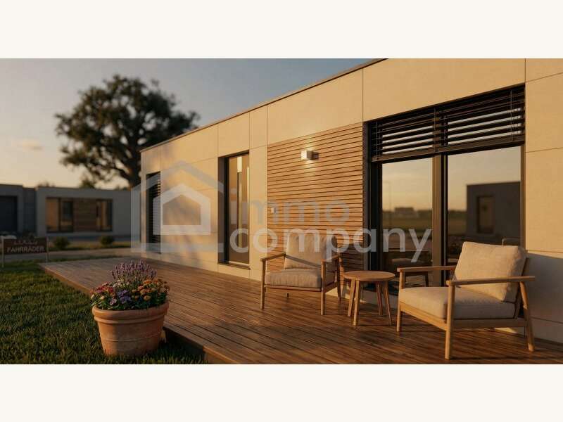 30 m² Terrasse mit Blick in den Garten