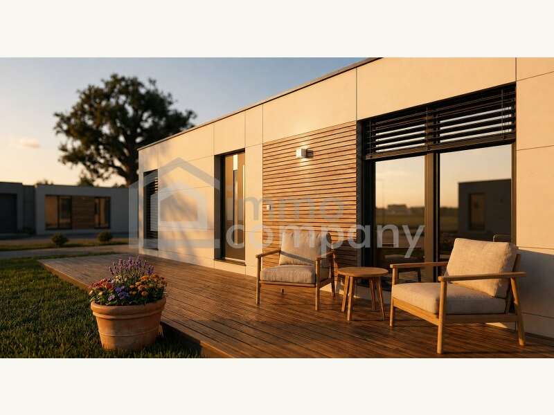 Bungalow Schwadorf: großzügige Terrasse mit 30 m² großzügige Terrasse mit 30 m²