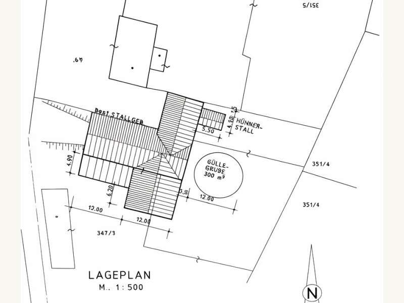 Haus Kernhof: 15971-Lageplan Stall und Güllegrube 2004 15971-Lageplan Stall und Güllegrube 2004