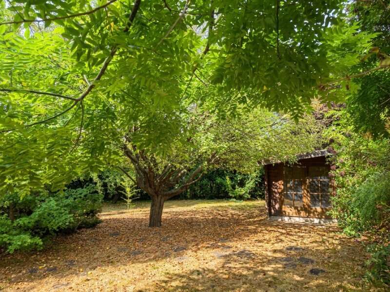 Einfamilienhaus Wildungsmauer: Garten mit Gerätehütte Garten mit Gerätehütte